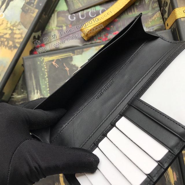 Gucci包 古馳錢包 408836黑全皮 義大利牛皮與標誌性織 高端品質男士西裝夾 Gucci男錢包  gudj1299